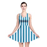 Vertical Stripes - White and Cerulean Reversible Skater Dress