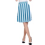 Vertical Stripes - White and Cerulean A-Line Skirt