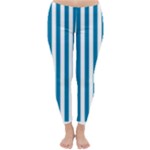 Vertical Stripes - White and Cerulean Winter Leggings