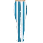 Vertical Stripes - White and Cerulean Women s Tights