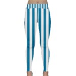 Vertical Stripes - White and Cerulean Yoga Leggings