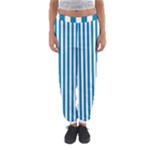 Vertical Stripes - White and Cerulean Women s Jogger Sweatpants