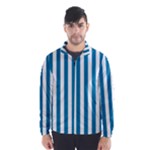 Vertical Stripes - White and Cerulean Wind Breaker (Men)