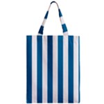 Vertical Stripes - White and Cerulean Zipper Classic Tote Bag