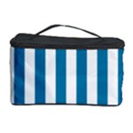 Vertical Stripes - White and Cerulean Cosmetic Storage Case