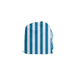 Vertical Stripes - White and Cerulean Drawstring Pouch (XS)