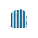 Vertical Stripes - White and Cerulean Drawstring Pouch (S)