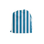 Vertical Stripes - White and Cerulean Drawstring Pouch (M)