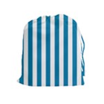 Vertical Stripes - White and Cerulean Drawstring Pouch (XL)