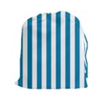 Vertical Stripes - White and Cerulean Drawstring Pouch (XXl)