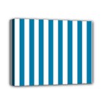 Vertical Stripes - White and Cerulean Deluxe Canvas 14  x 11  (Stretched)