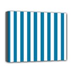 Vertical Stripes - White and Cerulean Deluxe Canvas 20  x 16  (Stretched)