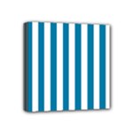 Vertical Stripes - White and Cerulean Mini Canvas 4  x 4  (Stretched)