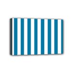 Vertical Stripes - White and Cerulean Mini Canvas 6  x 4  (Stretched)