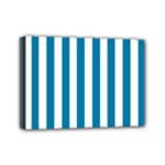 Vertical Stripes - White and Cerulean Mini Canvas 7  x 5  (Stretched)