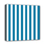 Vertical Stripes - White and Cerulean Mini Canvas 8  x 8  (Stretched)