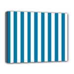 Vertical Stripes - White and Cerulean Canvas 14  x 11  (Stretched)