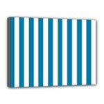 Vertical Stripes - White and Cerulean Canvas 16  x 12  (Stretched)