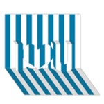 Vertical Stripes - White and Cerulean I Love You 3D Greeting Card (7x5)