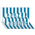 Vertical Stripes - White and Cerulean Best Friends 3D Greeting Card (8x4)