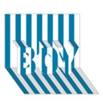 Vertical Stripes - White and Cerulean BOY 3D Greeting Card (7x5)