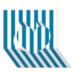 Vertical Stripes - White and Cerulean Heart 3D Greeting Card (7x5)