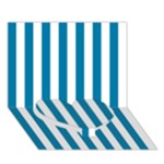 Vertical Stripes - White and Cerulean Heart Bottom 3D Greeting Card (7x5)