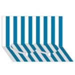 Vertical Stripes - White and Cerulean Twin Heart Bottom 3D Greeting Card (8x4)