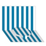 Vertical Stripes - White and Cerulean Circle Bottom 3D Greeting Card (7x5)