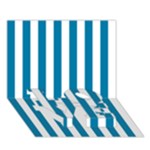 Vertical Stripes - White and Cerulean LOVE Bottom 3D Greeting Card (7x5)