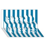 Vertical Stripes - White and Cerulean Best Wish 3D Greeting Card (8x4)