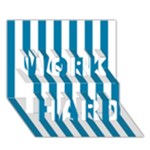 Vertical Stripes - White and Cerulean WORK HARD 3D Greeting Card (7x5)