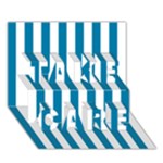 Vertical Stripes - White and Cerulean TAKE CARE 3D Greeting Card (7x5)