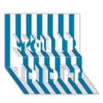 Vertical Stripes - White and Cerulean You Did It 3D Greeting Card (7x5)