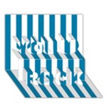 Vertical Stripes - White and Cerulean You Rock 3D Greeting Card (7x5)