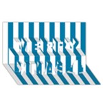 Vertical Stripes - White and Cerulean Merry Xmas 3D Greeting Card (8x4)