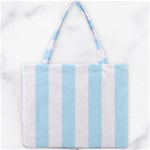 Vertical Stripes - White and Light Blue Mini Tote Bag