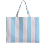 Vertical Stripes - White and Light Blue Zipper Mini Tote Bag