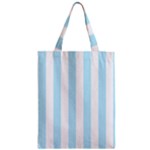 Vertical Stripes - White and Light Blue Zipper Classic Tote Bag