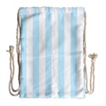 Vertical Stripes - White and Light Blue Drawstring Bag (Large)