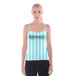 Vertical Stripes - White and Electric Blue Spaghetti Strap Top