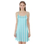 Vertical Stripes - White and Electric Blue Satin Night Slip