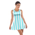 Vertical Stripes - White and Electric Blue Cotton Racerback Dress