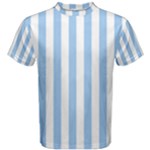 Vertical Stripes - White and Baby Blue Men s Cotton Tee