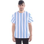 Vertical Stripes - White and Baby Blue Men s Sport Mesh Tee