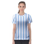 Vertical Stripes - White and Baby Blue Women s Sport Mesh Tee