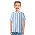 Vertical Stripes - White and Baby Blue Kid s Sport Mesh Tee