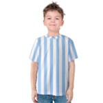 Vertical Stripes - White and Baby Blue Kid s Cotton Tee