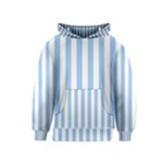 Vertical Stripes - White and Baby Blue Kid s Pullover Hoodie