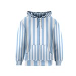 Vertical Stripes - White and Baby Blue Kid s Zipper Hoodie